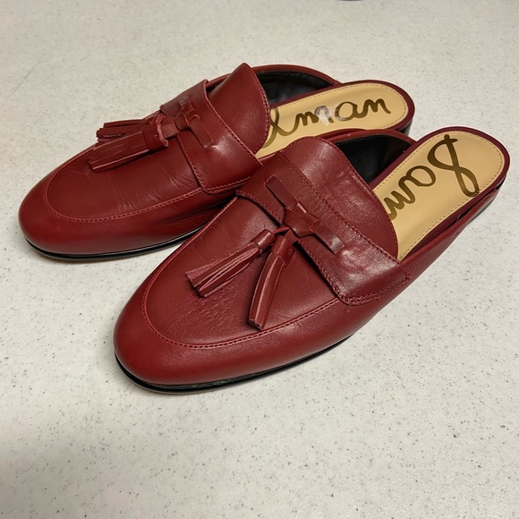 Sam Edelman Paris Red Leather Slip On Loafers 7.5 - Picture 3 of 8